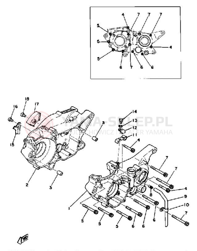 Schemat "Obudowa silnika" do Yamaha YZ250D