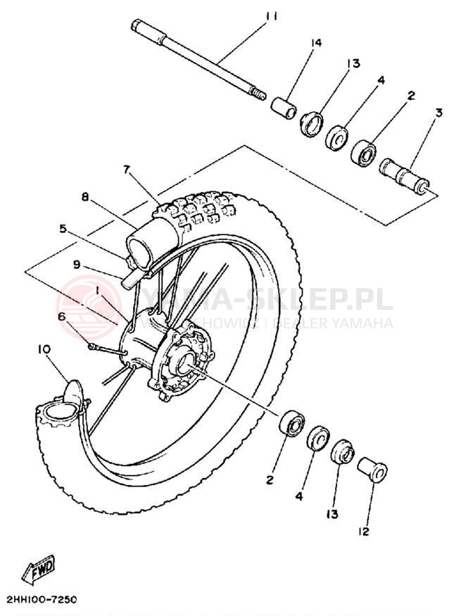 Schemat "Koło przód" do Yamaha YZ250W