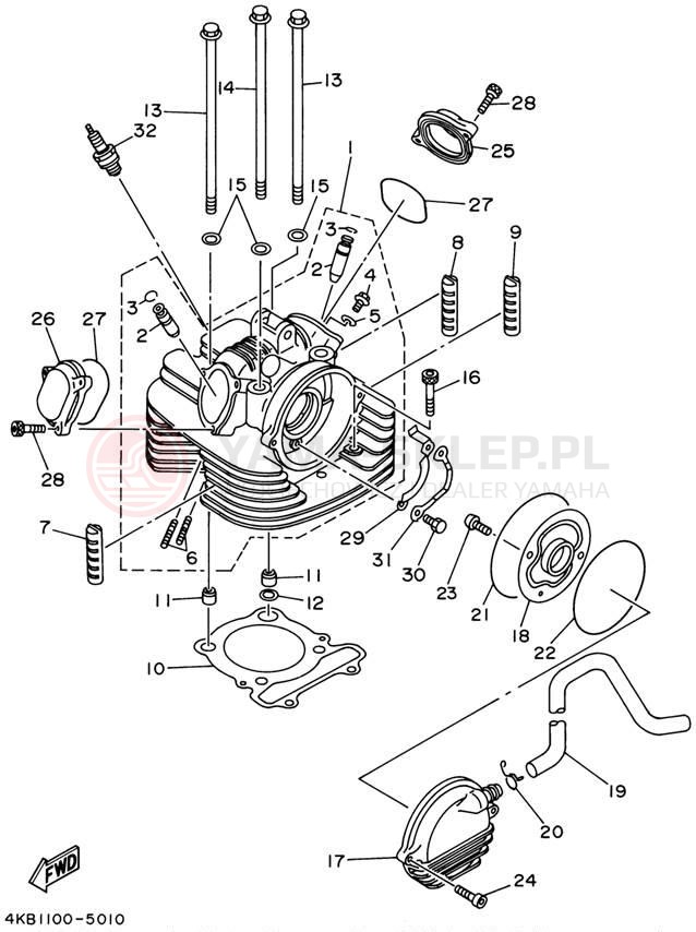 Schemat "głowica" do Yamaha WOLVERINE YFM350FXP