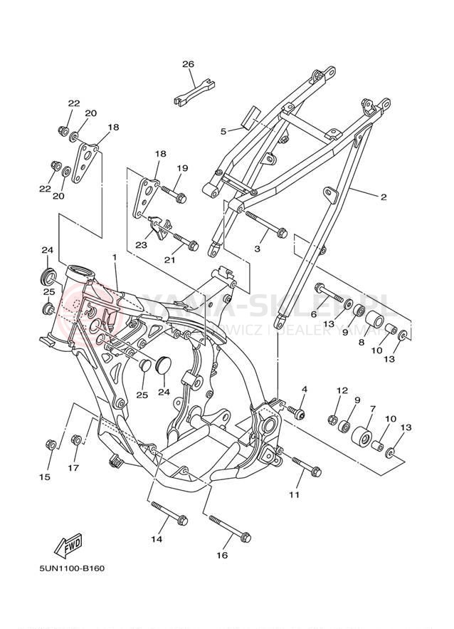 Schemat "rama" do Yamaha YZ125 YZ125R