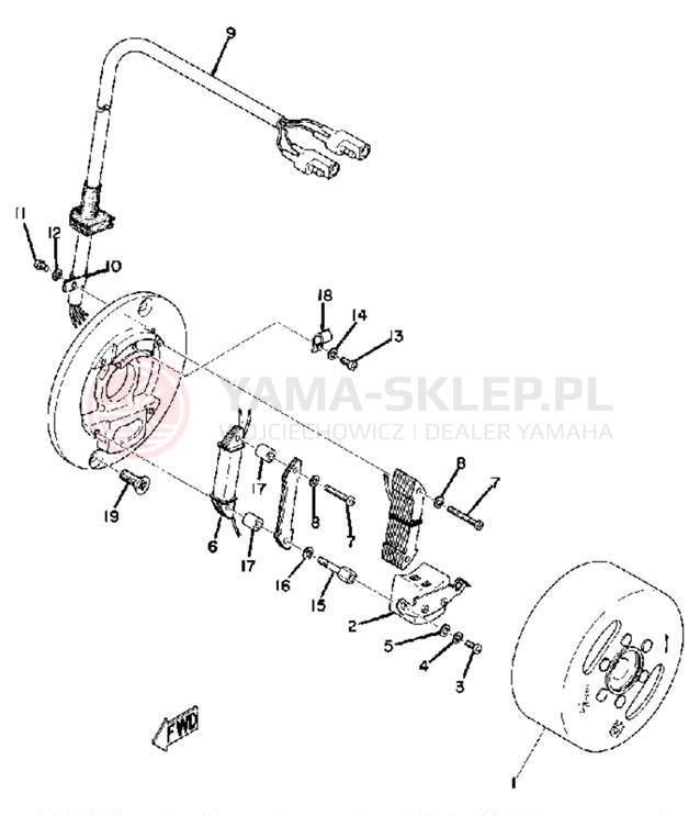 Schemat "Moduł zapłonowy - cewka" do Yamaha MX175B