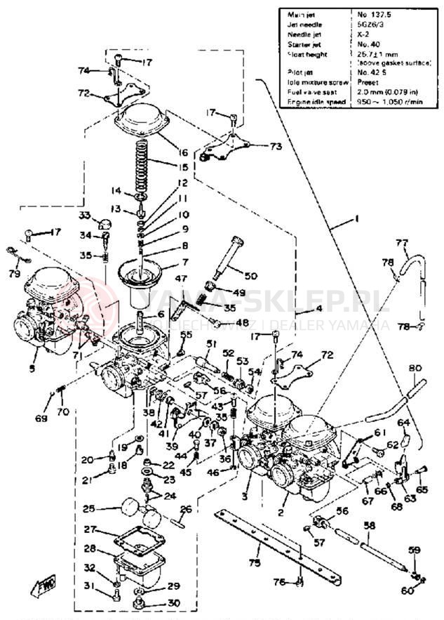 Schemat "Gaźnik" do Yamaha XS1100E