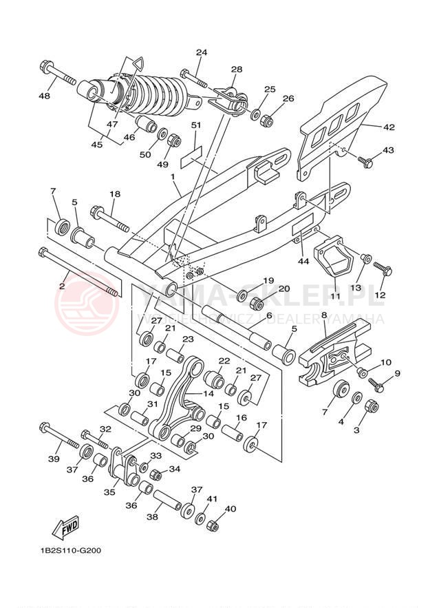 Schemat "wahacz, zawieszenie tył" do Yamaha TTR125E_LE TTR125LEY/TTR125EY