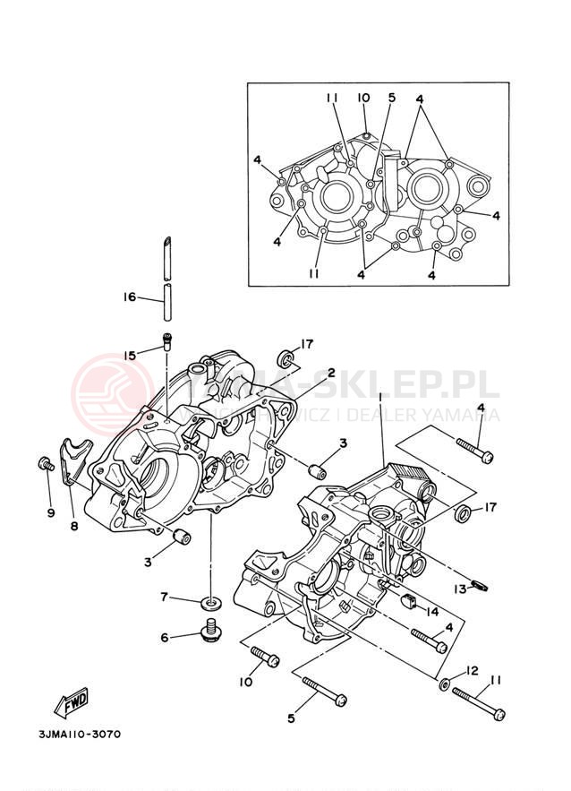 Schemat "Obudowa silnika" do Yamaha BLASTER YFS200V