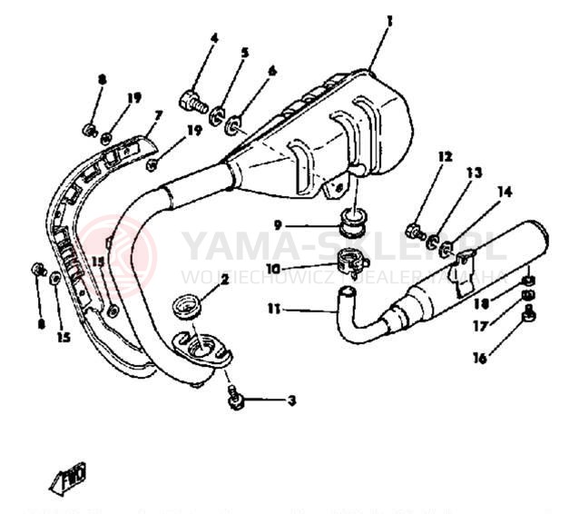 Schemat "Wydech końcowy" do Yamaha PW50J