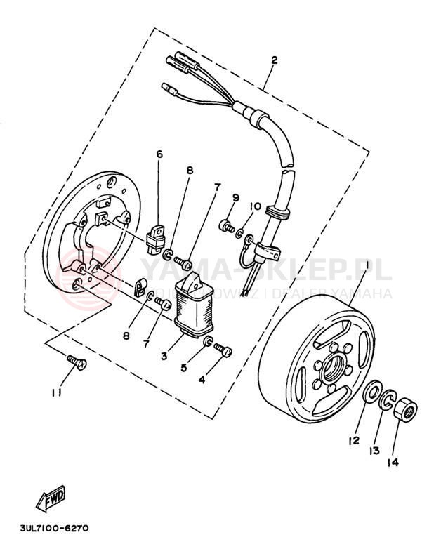 Schemat "prądnica" do Yamaha RT100J