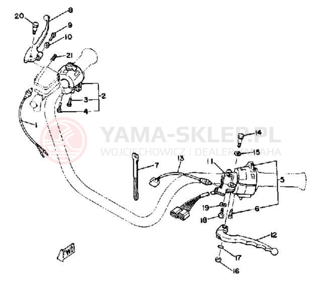 Schemat "Kierownica i osprzęt" do Yamaha XS1100SH