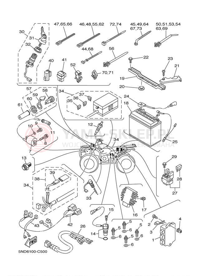 Schemat "układ elektryczny" do Yamaha KODIAK 450 AUTO 4X4 YFM45FAS
