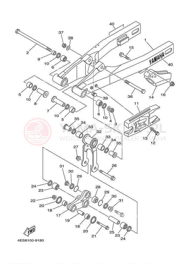 Schemat "wahacz" do Yamaha YZ80 YZ80N1