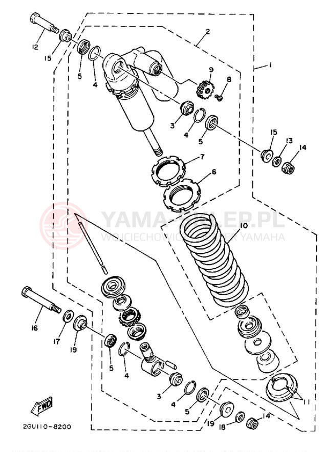 Schemat "zawieszenie tył" do Yamaha BANSHEE YFZ350U