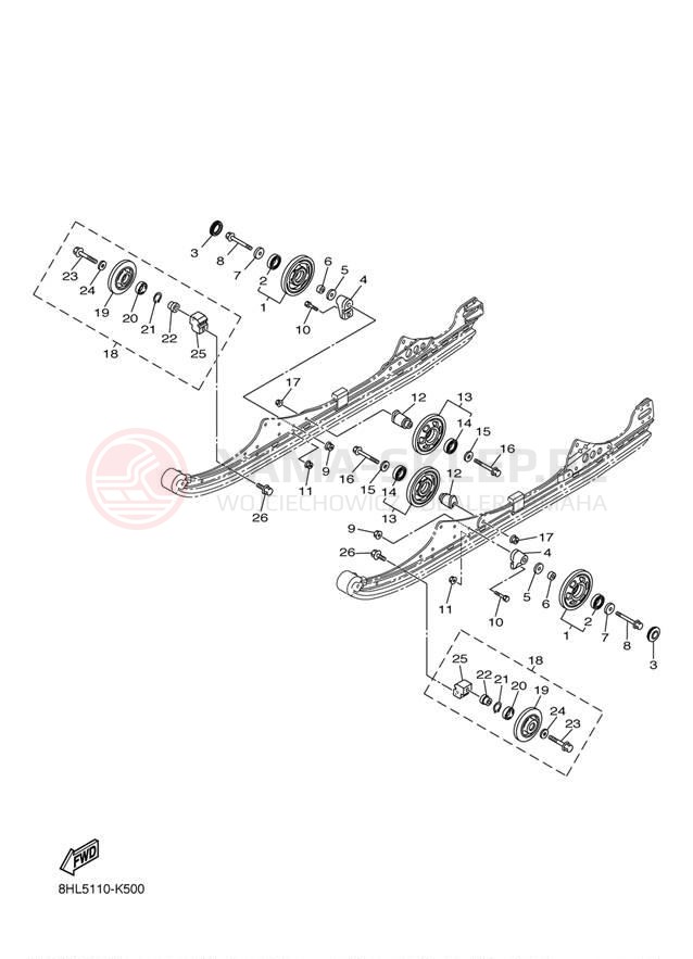 Schemat "TRACK SUSPENSION" do Yamaha FX NYTRO XTX FX10XTBL/FX10XTBB