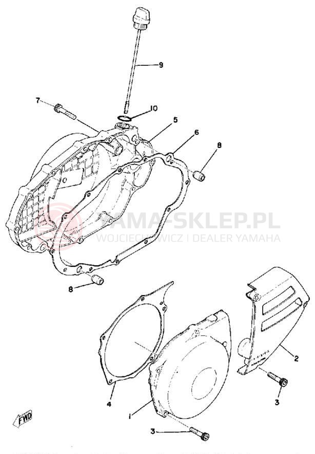 Schemat "Pokrywa silnika" do Yamaha IT400C