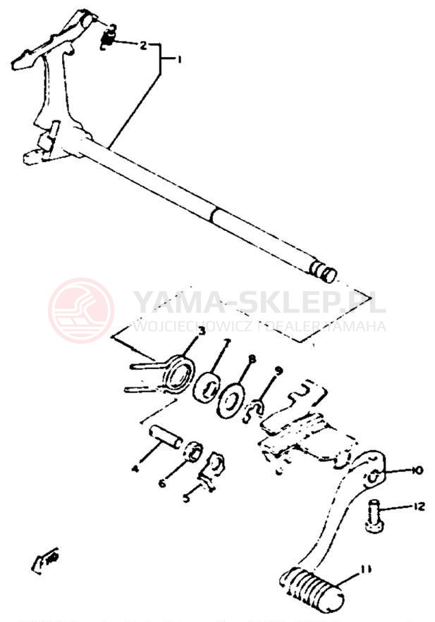 Schemat "Dźwignia zmiany biegów, wałek" do Yamaha XS650H