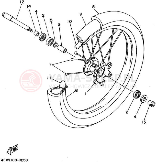 Schemat "Koło przód" do Yamaha WR250ZG