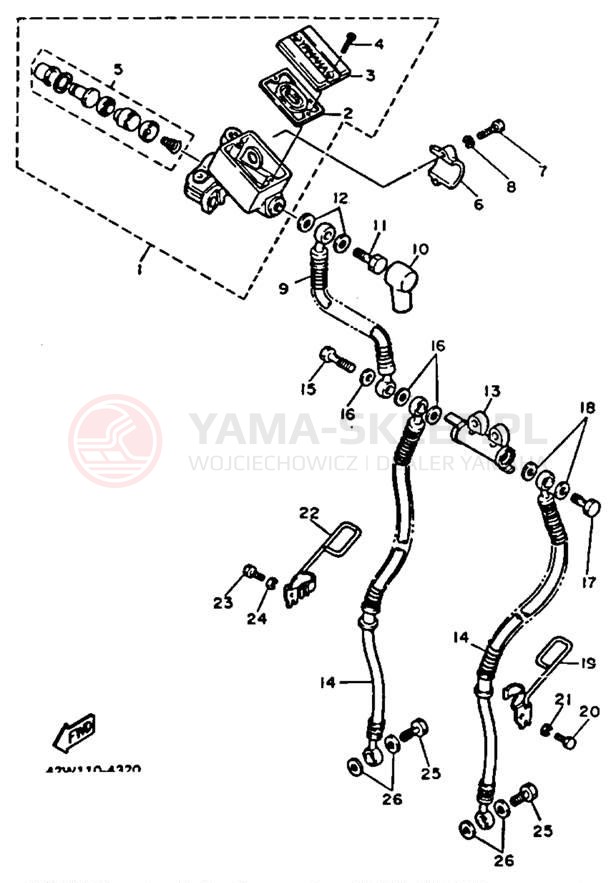 Schemat "Pompa hamulcowa przednia" do Yamaha VIRAGO 1100 XV1100D/XV1100DC