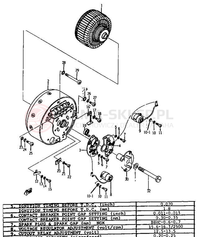 Schemat "prądnica" do Yamaha YCS1/YCS1C