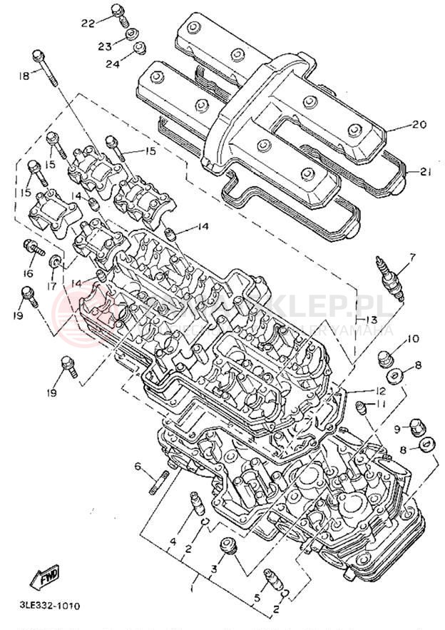 Schemat "głowica" do Yamaha FZR1000FC/FZR1000F