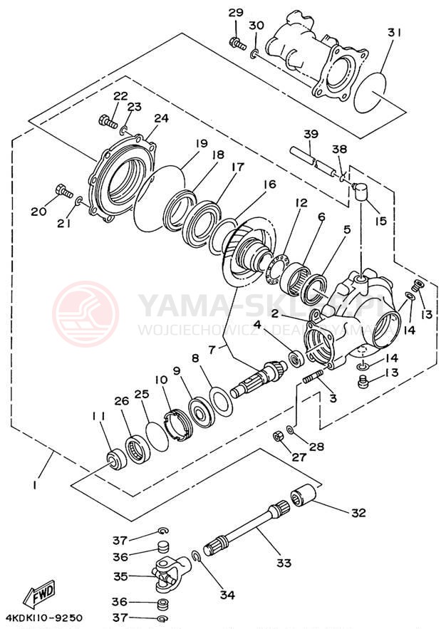 Schemat "Wał napędowy" do Yamaha TIMBERWOLF 2WD YFB250FWL