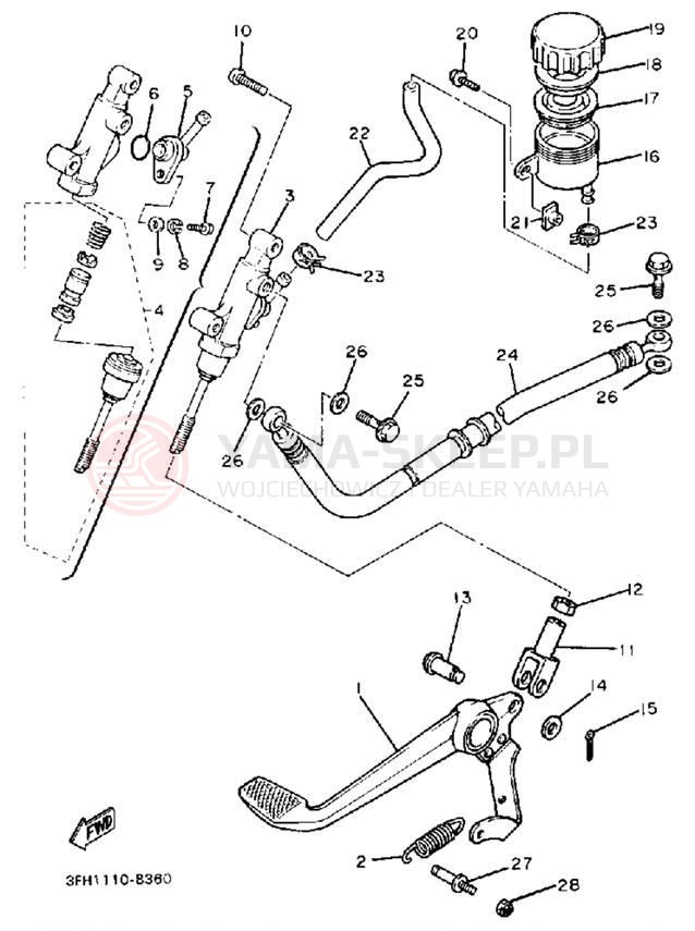 Schemat "Pompa hamulcowa tył" do Yamaha FZR400SWC