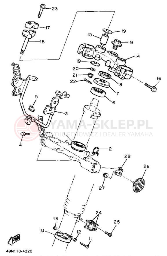 Schemat "Półki zawieszenia" do Yamaha XT600S/XT600SC