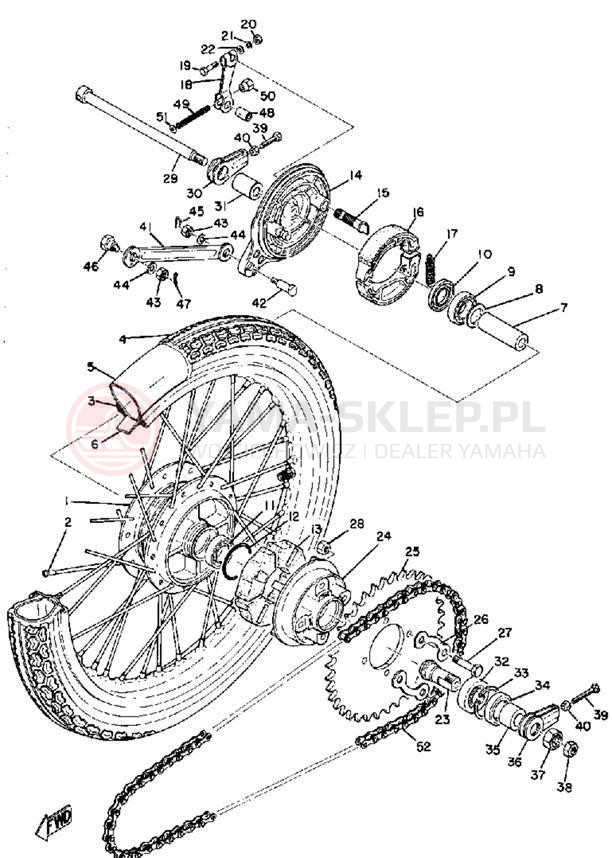 Schemat "Koło tył" do Yamaha HS1B