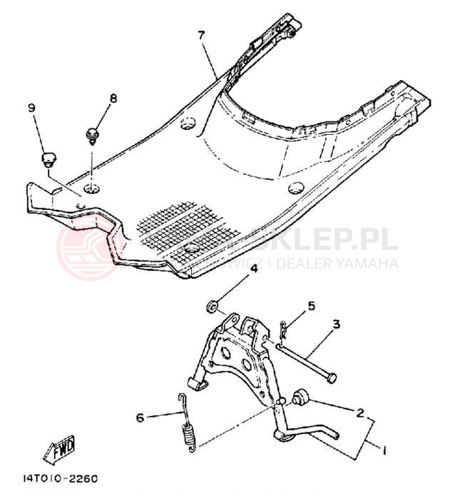 Schemat "Stopka postojowa i podnóżki" do Yamaha RIVA 50 CA50S