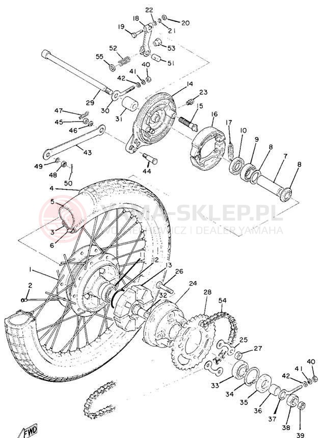 Schemat "Koło tył" do Yamaha L5TA