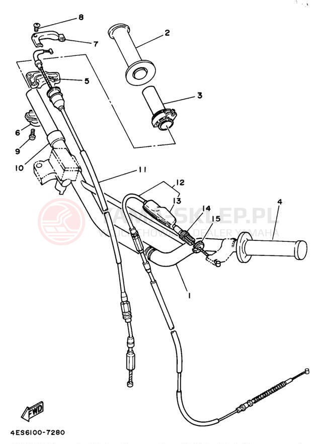 Schemat "Kierownica i osprzęt" do Yamaha YZ80 YZ80K1