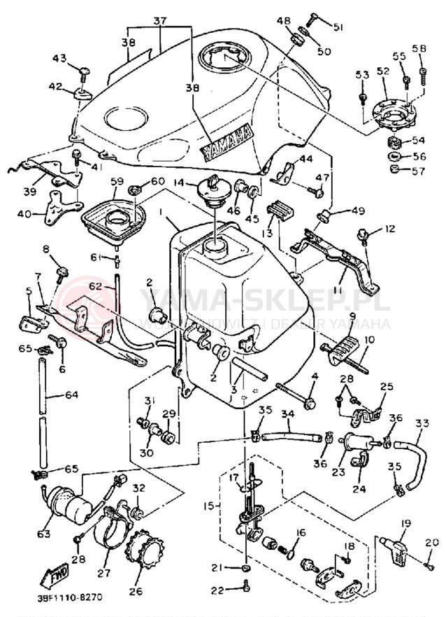 Schemat "zbiornik paliwa" do Yamaha FZR400W