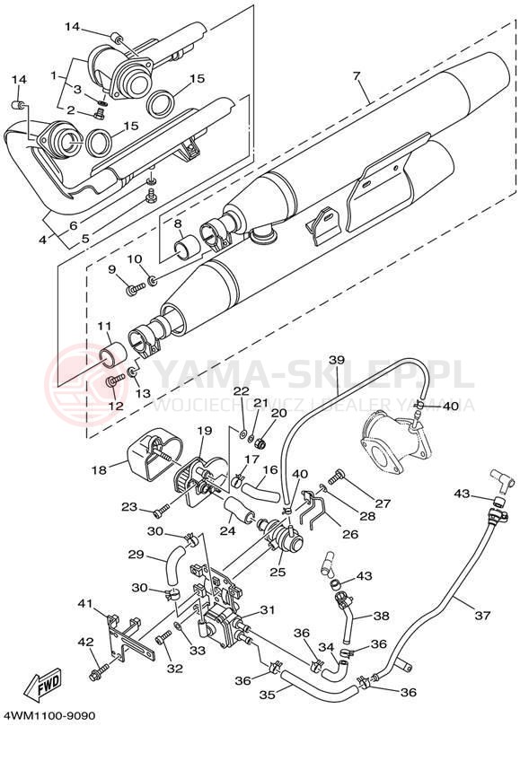 Schemat "Wydech końcowy" do Yamaha ROAD STAR XV1600ALC/XV1600AL