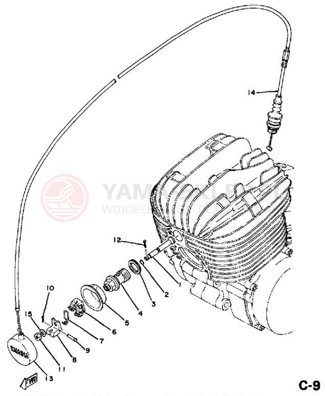 Schemat "Zawór dekompresujący" do Yamaha DT250E/DT400E