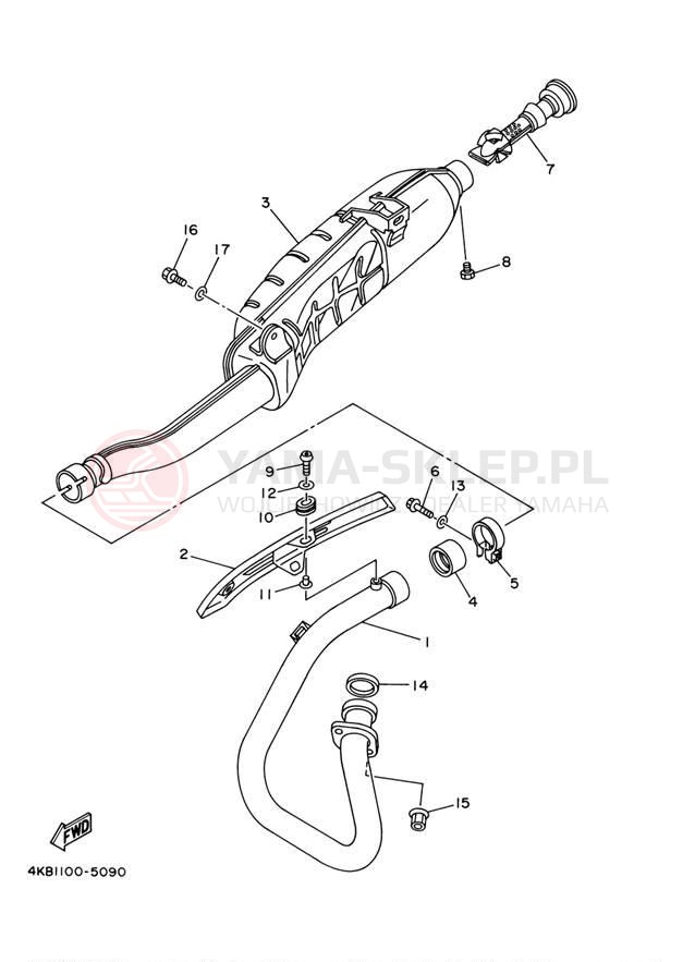 Schemat "Wydech końcowy" do Yamaha WOLVERINE 4WD YFM350FXR
