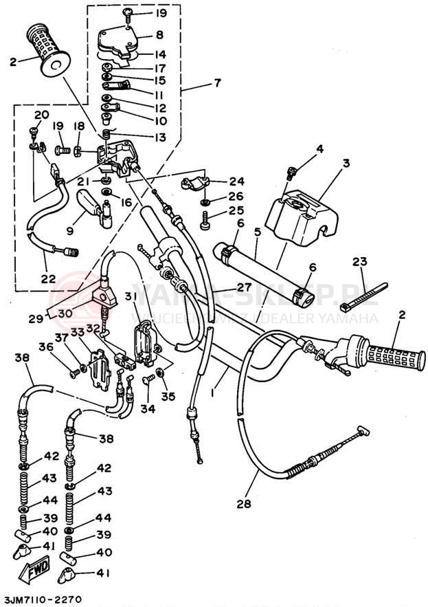 Schemat "Kierownica i osprzęt" do Yamaha BLASTER YFS200G_MN