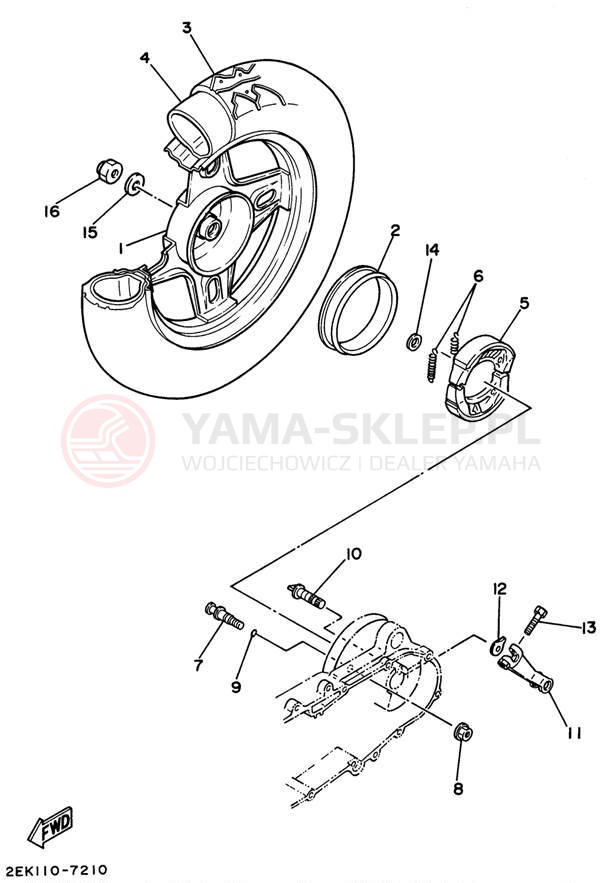 Schemat "Koło tył" do Yamaha RAZZ SH50K