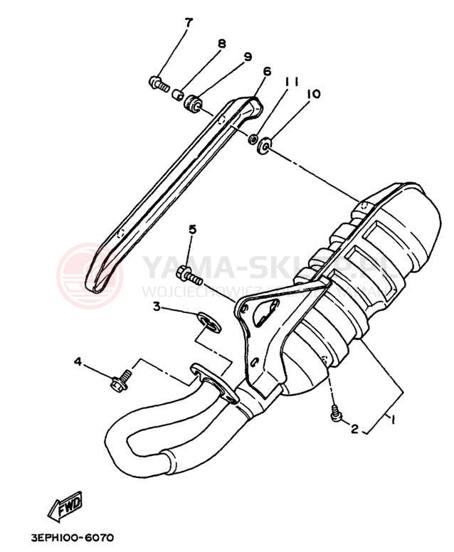 Schemat "Wydech końcowy" do Yamaha RAZZ SH50M