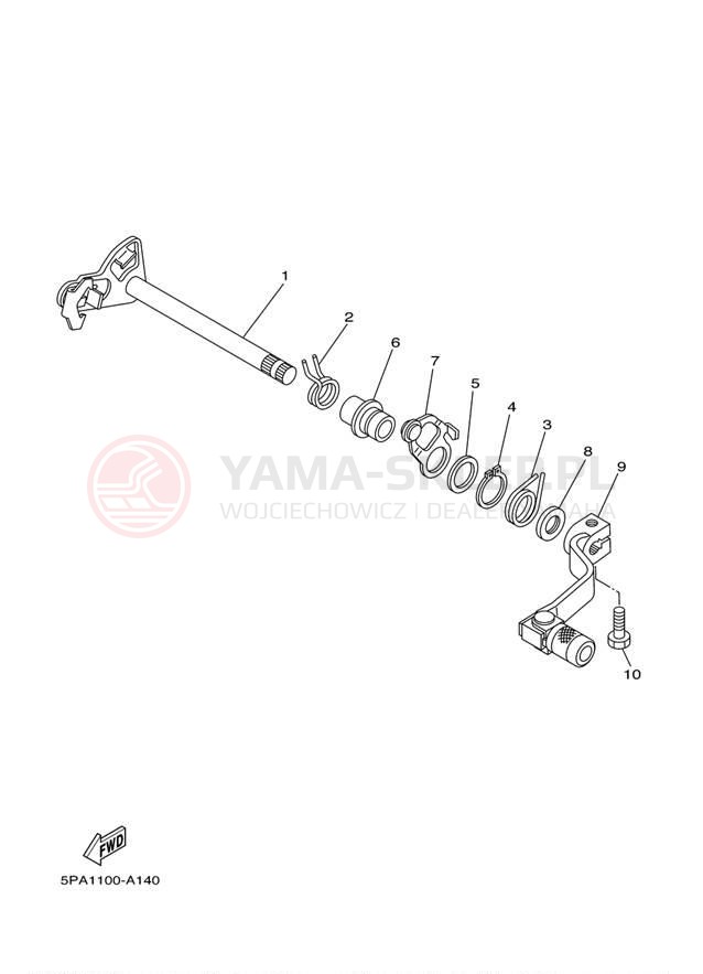 Schemat "Dźwignia zmiany biegów, wałek" do Yamaha YZ85 YZ85T
