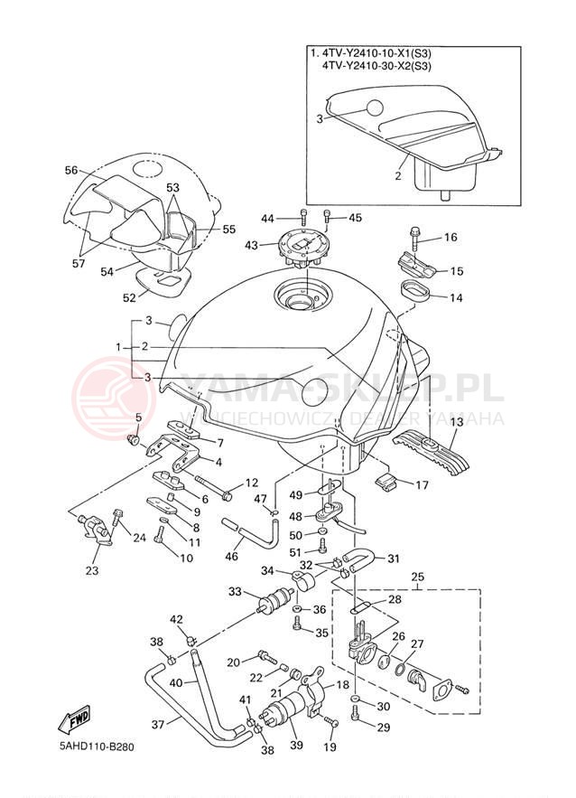 Schemat "zbiornik paliwa" do Yamaha YZF600R YZF600RRC/YZF600RR