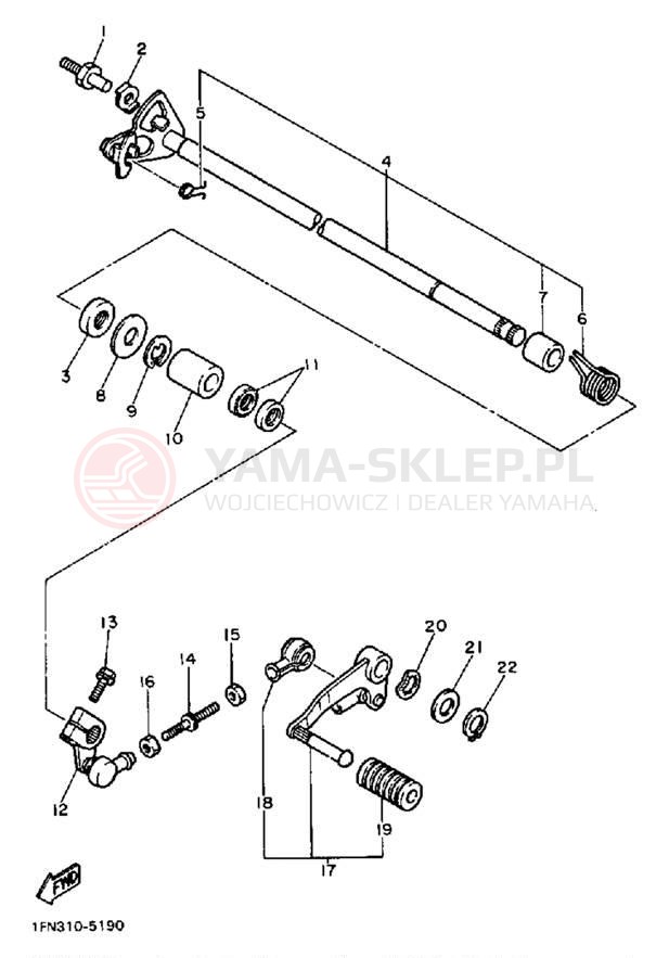 Schemat "Dźwignia zmiany biegów, wałek" do Yamaha FZ700TC/FZ700T