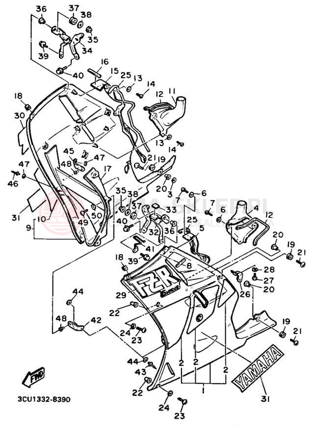 Schemat "elementy nadwozia" do Yamaha FZR750RU