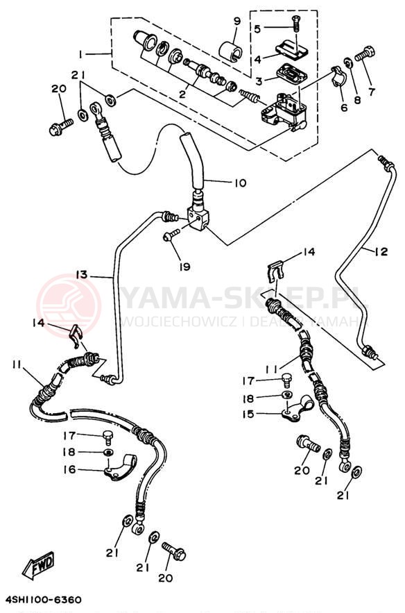 Schemat "Pompa hamulcowa przednia" do Yamaha KODIAK 4WD YFM400FWH_