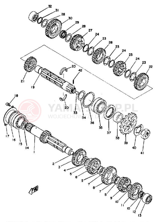 Schemat "Skrzynia biegów " do Yamaha TZ750A