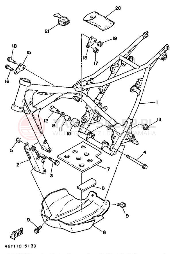 Schemat "rama" do Yamaha TRIALS TY350N