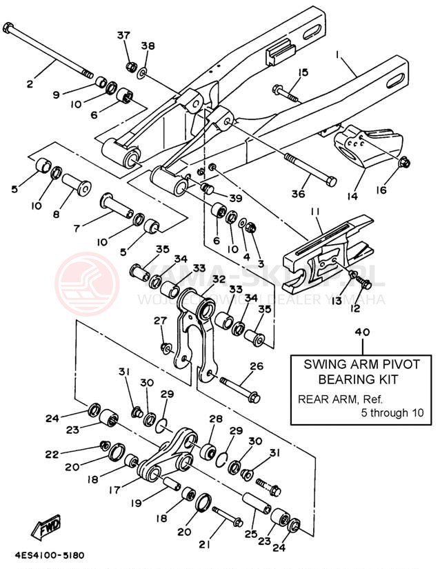 Schemat "wahacz" do Yamaha YZ80 YZ80K1