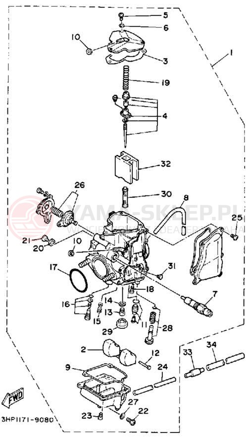 Schemat "Gaźnik" do Yamaha MOTO-4 YFM350ERD