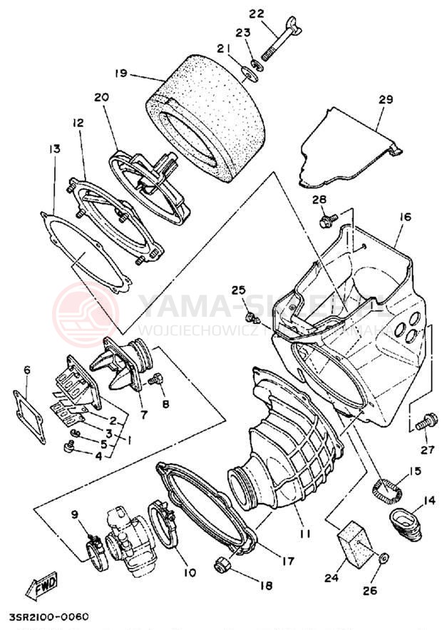 Schemat "Filtr powietrza" do Yamaha YZ125A