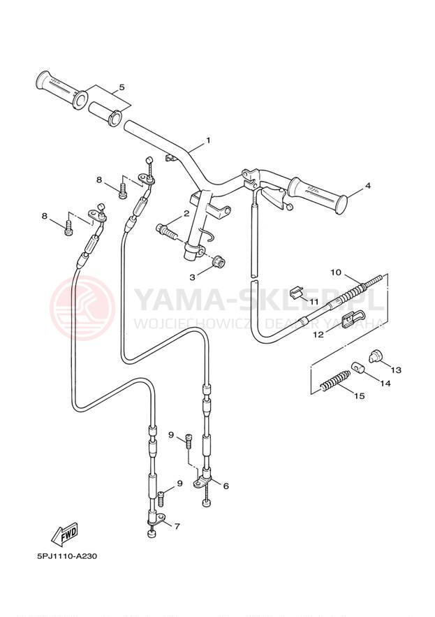 Schemat "Kierownica i osprzęt" do Yamaha ZUMA YW50ZY/YW50ZB