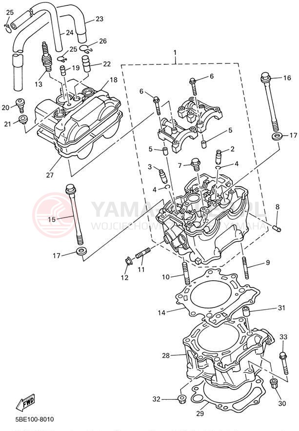 Schemat "cylinder" do Yamaha WR400F WR400FL