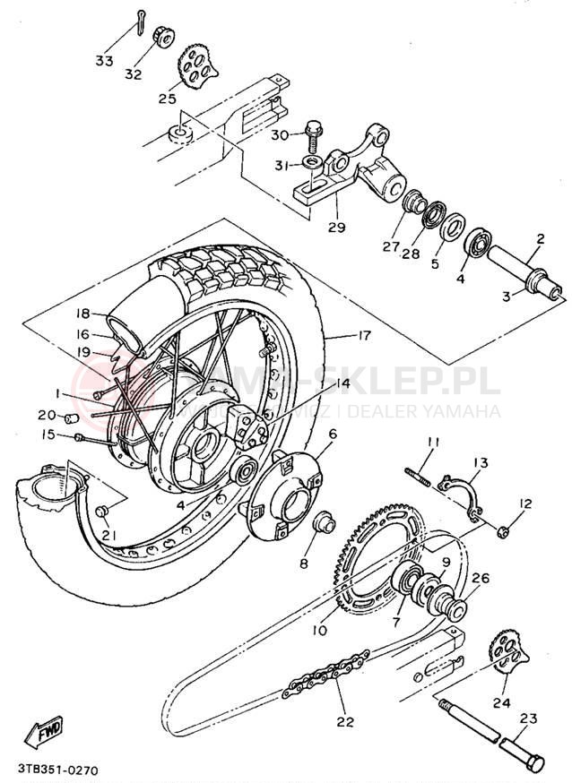 Schemat "Koło tył" do Yamaha XT600EF/XT600EFC