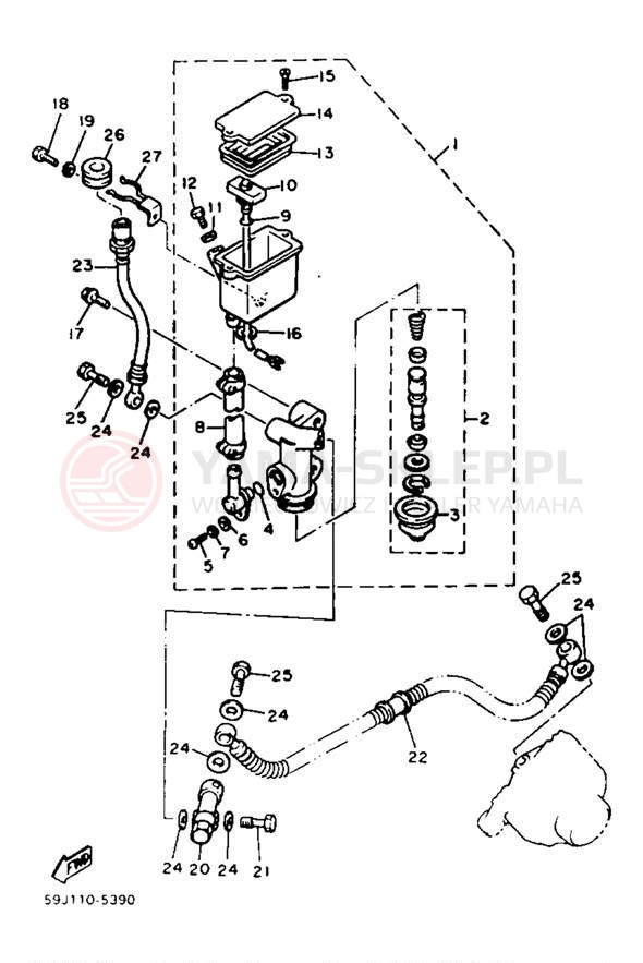 Schemat "Pompa hamulcowa tył" do Yamaha XVZ12DN