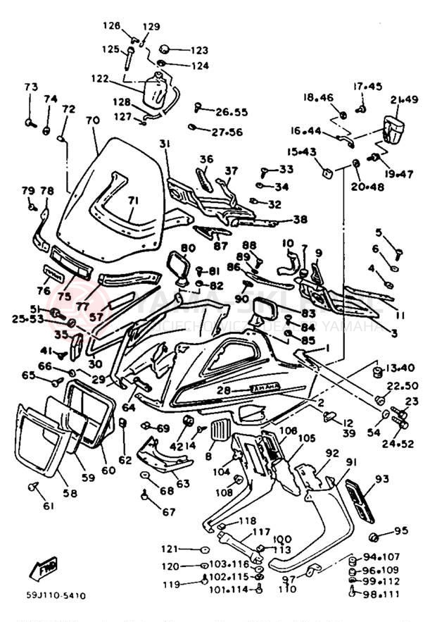 Schemat "Owiewki" do Yamaha XVZ12DN